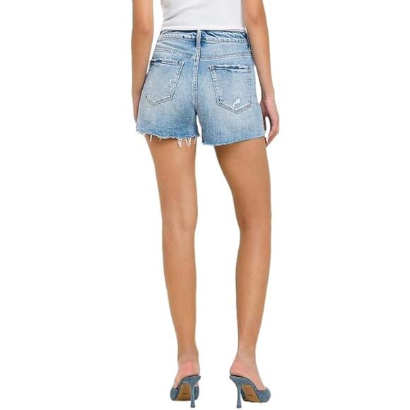 Vervet by Flying Monkey High Rise Criss Cross Denim Shorts - T5794 - Size Small - Picture 2 of 6